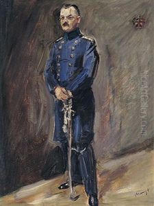 Ganzfigurliches Portrait Des Friedrich Marquard Slevogt In Blauer Uniform by Max Slevogt