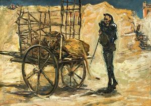 Don Quichote Vor Einem Vergitterten Holzkarren, In Dem Ein Lowe Liegt by Max Slevogt
