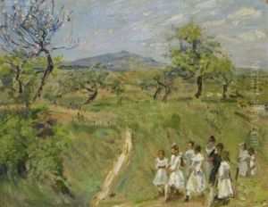 Pfalzer Landschaft Mit Spaziergangern Pfalzer Landschaft Mit Spaziergangern