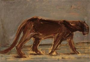 Gehender Schwarzer Panther by Max Slevogt