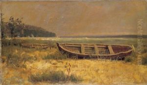 Fischerboote Am Ufer Eines Sees by Max Slevogt