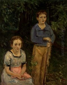 Doppelbildnis Nina Und Wolfgang Slevogt (kinder Im Wald) by Max Slevogt