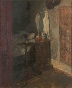 Interieur Mt Kranker Frau Im Bett by Max Slevogt