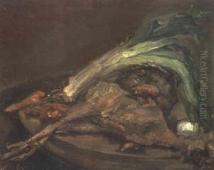 Stilleben Mit Lauch Und Huhn by Max Slevogt