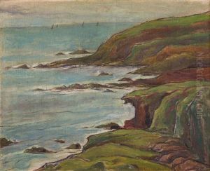 Rocky Ocean Shore In Brittany by Wladyslaw Slewinski