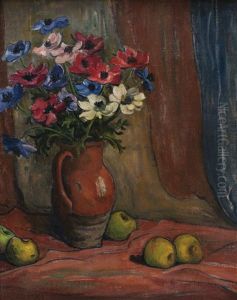 Nature Morte Aux Anemones Et Aux Pommes by Wladyslaw Slewinski