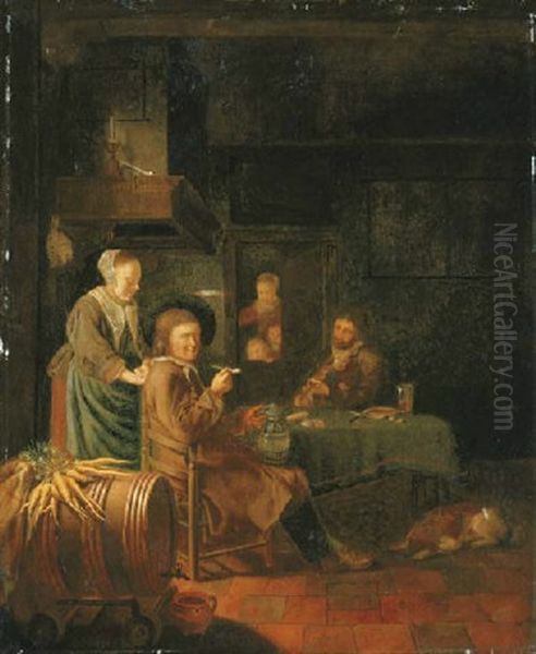 Figures In A Cottage Interior - view 1