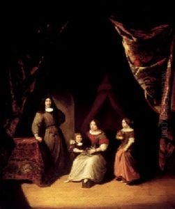 Interior Of A House With A Family Group