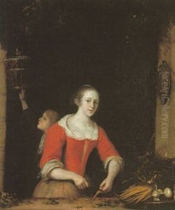 A Maid Peeling Carrots At A Window by Pieter Cornelisz van Slingeland