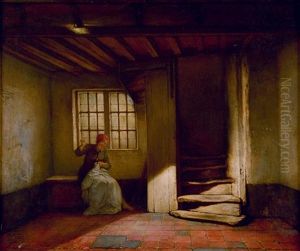 Jeune Femme A La Couture by Ernst Slingeneyer