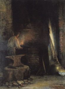In De Smidse by Ernst Slingeneyer