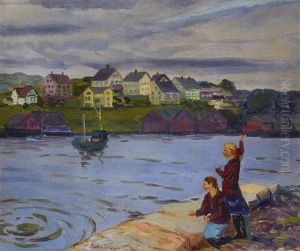 Girls Throwing Stones by John Sloan
