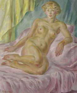 Blonde Nude, Lavender And Yellow by John Sloan