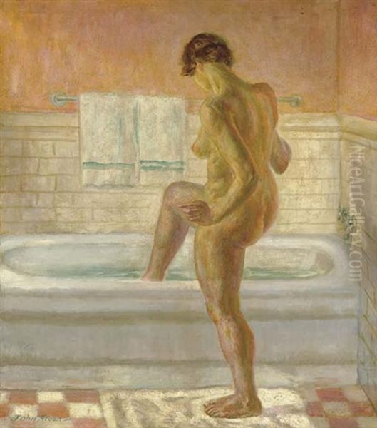 Nude, Stepping Into Tub - view 1