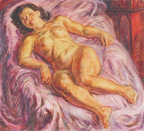 Sleeping Nude On Lavender - view 1