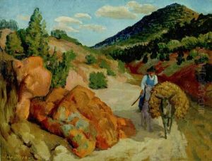 Burro With Load Of Wood, Arroyo by John Sloan