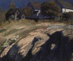 Sun And Shadow In Rocks by John Sloan