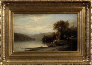 Landscape With Mountain Lake by Junius R. Sloan