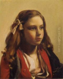 Portrait Of A Girl In A Pink Dress And Red Jacket Portrait Of A Girl In A Pink Dress And Red Jacket