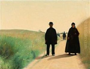 Churchgoers On A Summer's Day