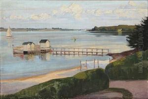 Summer Day At A Fiord With A Wooden Pier
