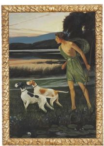 The Hunting Goddess Diana With Two Dogs