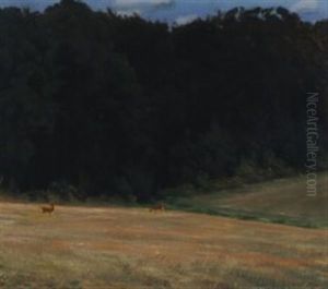 Summerlandscape From Als With Deers by Harald Slott-Moller