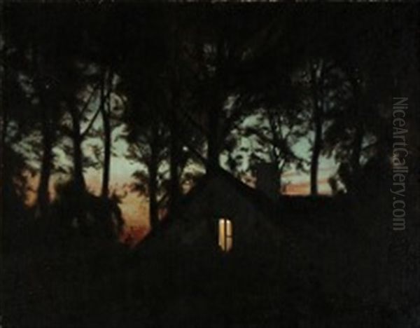 Dusky View With A House, Light Coming From An Open Window - view 1