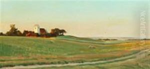 Danish Summerlandscape With A Village Church by Harald Slott-Moller