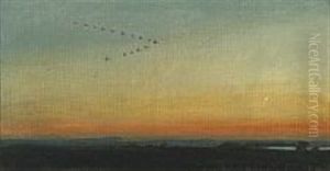Landscape With Migrants In The Twillight by Harald Slott-Moller