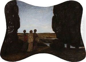 Three Women Looking Out Over A Landscape, Evening Three Women Looking Out Over A Landscape, Evening