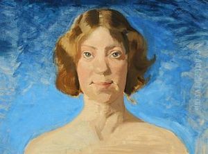 Portait Of The Female Artist Bertha Dorph by Harald Slott-Moller