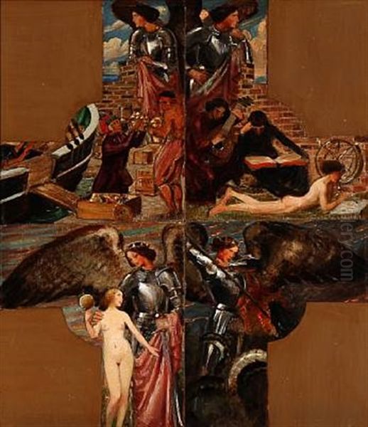 Four Motifs From St. George's Life, Among Others St. George Fighting The Dragon - view 1