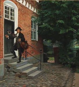 A Musician At A Doorstep by Harald Slott-Moller