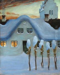 Evening Atmosphere In Front Of A Vicarage, Winter Time Evening Atmosphere In Front Of A Vicarage, Winter Time