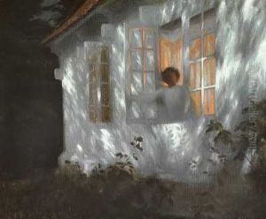 Sommeraften Ved Bangsbo. Agnes Ser Ud I Sommernatten