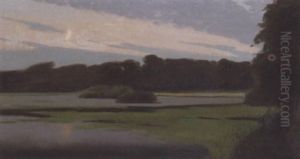Ved Braband So. Manebelyst Landskab by Harald Slott-Moller