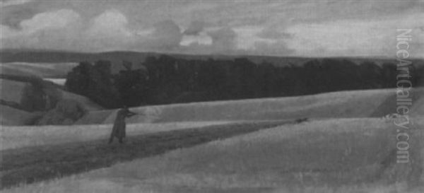 Jutlandische Landschaft Mit Jager Bei Der Hasenjagd - view 1