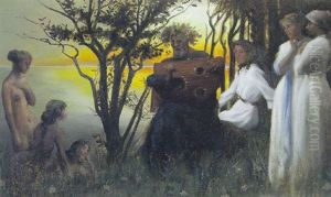 Digteren Holger Drachmann Omgivet Af Muser by Harald Slott-Moller