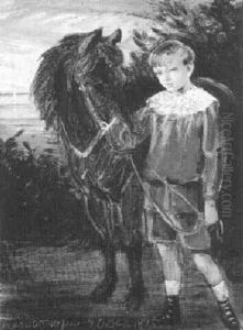 Lille Dreng Staende Med En Pony by Harald Slott-Moller