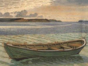 Fjordparti Med En Bad by Harald Slott-Moller