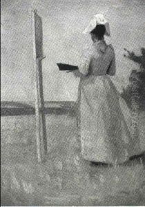 Kusntnerens Hustru Agnes Slott-moller Ved Staffeliet by Harald Slott-Moller