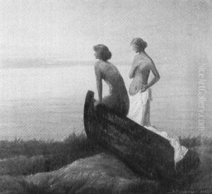 Bathers At Dusk by Harald Slott-Moller