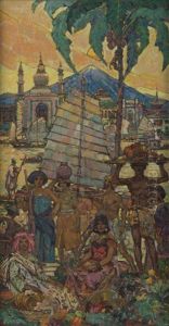 Indonesian Scene With Figures by Frank J. Van Sloun