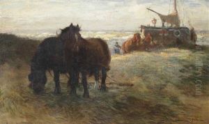 Horses In The Dunes, Katwijk by Willy Sluijter
