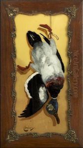 A Reverse Painting On Glass Of A Mallard Drake With Mother-of-pearl Inlay To The Neck