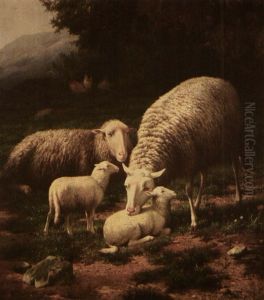 Sheep Family In Bucolic Setting by Theo van Sluys