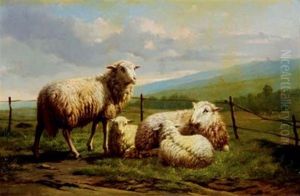 Sheep Resting In A Pasture by Theo van Sluys