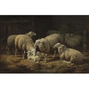 Sheep In The Stable by Theo van Sluys