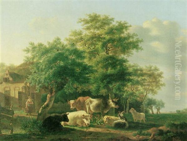 Ruhende Herde Bei Einem Bauernhof - view 1